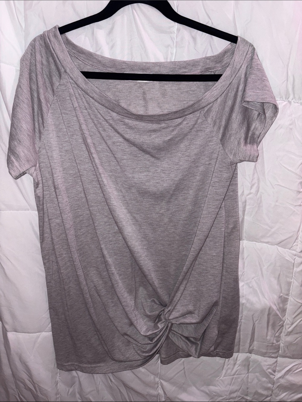 TEMOFON Light Gray Short-Sleeve Twist Front Tee